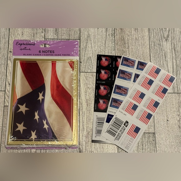 Hallmark Expressions Patriotic Note Cards and 60 USPS Forever Stamps Set - Picture 1 of 1
